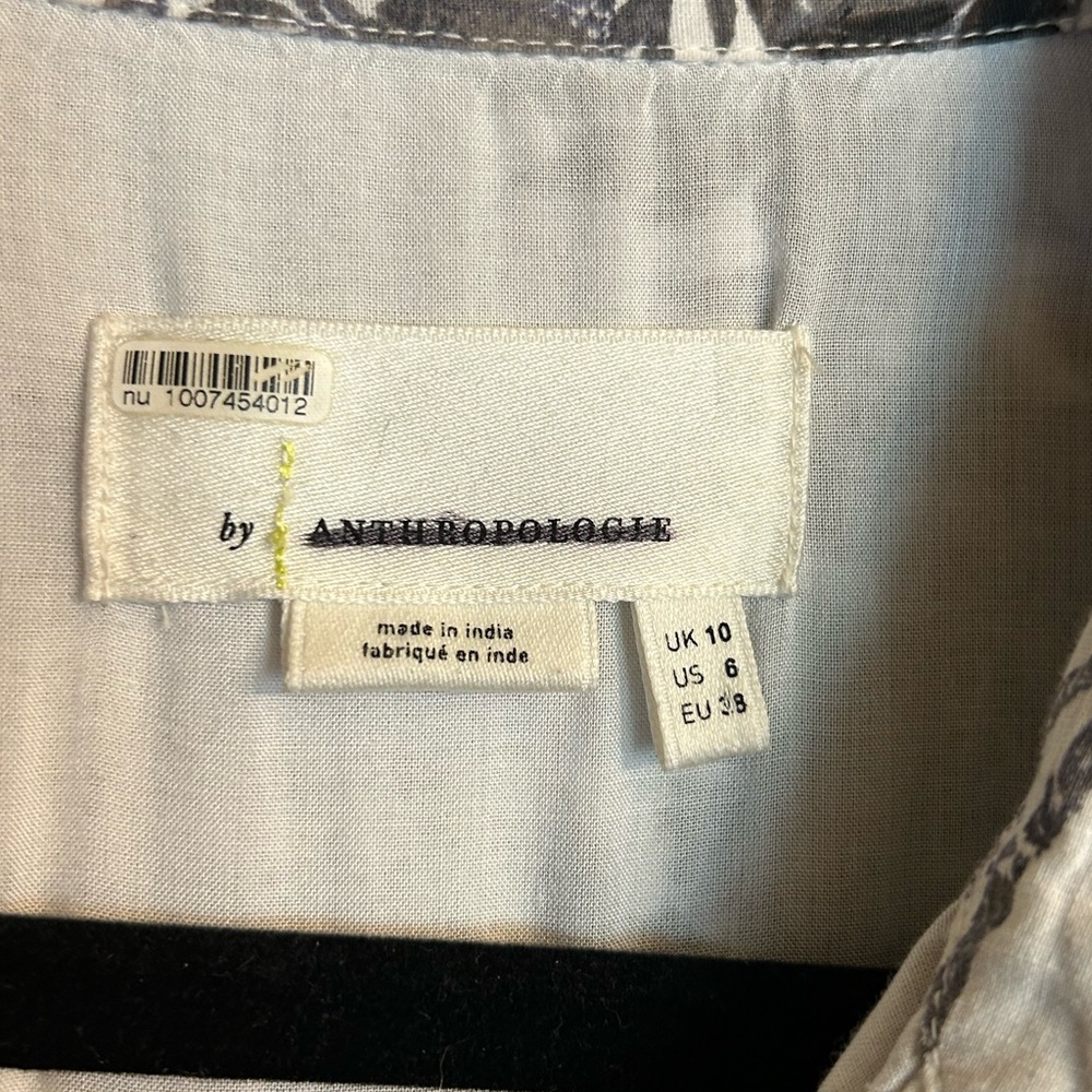 Anthropologie Lavinia Embroidered Shirtdress Black & White Toile Size 6 - Picture 12 of 14